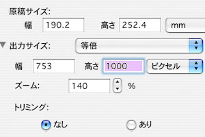 出力サイズを決める